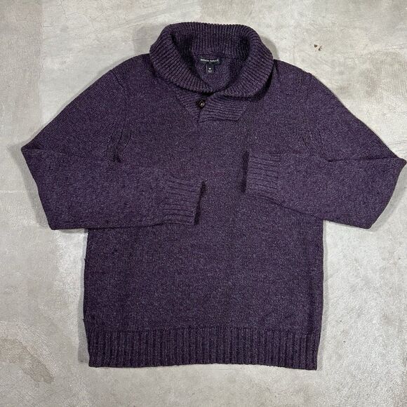 Banana Republic Shawl Collar Sweater Mens Cotton Wool Blend Fisherman Medium - Picture 1 of 8